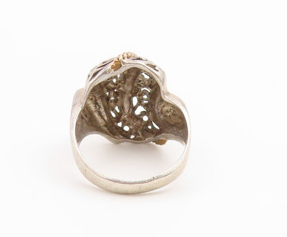 925 Sterling Silver Vintage Ring Two Tone Twisted Rope Openwork  Sz 7.5  RG36715