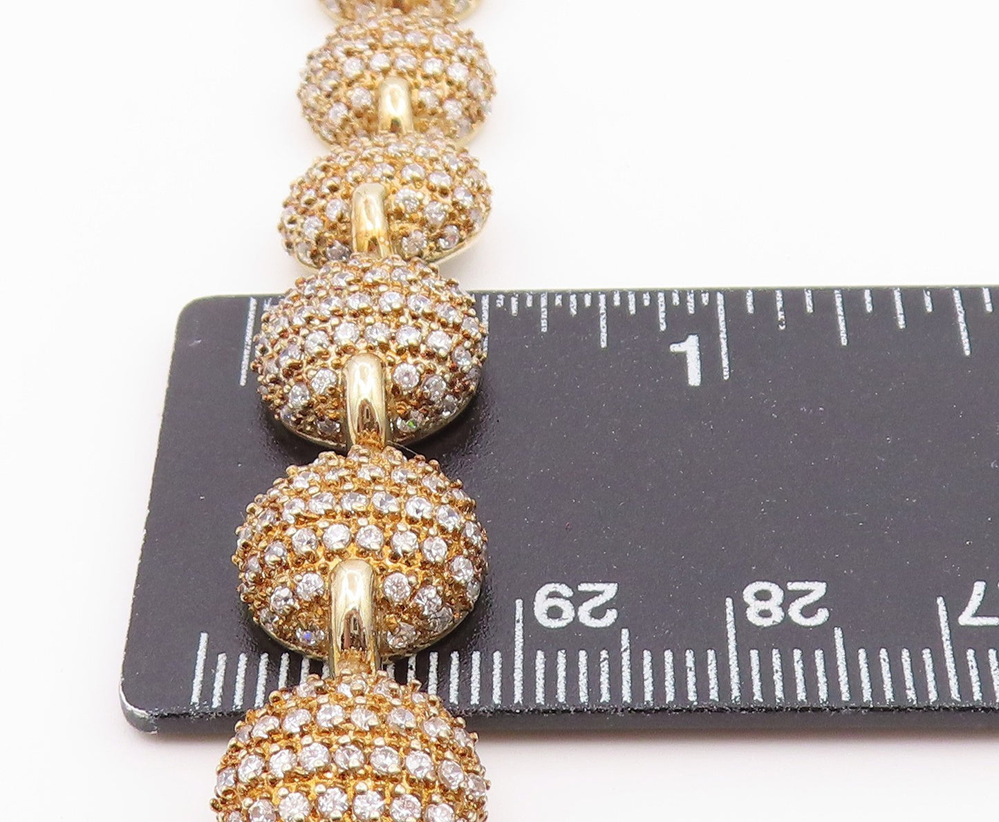 925 Sterling Silver Vintage Bracelet Gold Plated CZ Pave Circle Link  BT12193