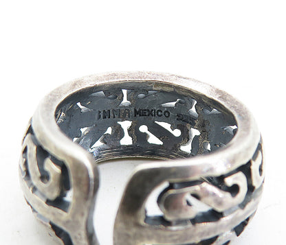 MEXICO 925 Sterling Silver  Vintage Dark Tone Open Swirl Band Ring Sz 8 RG5492