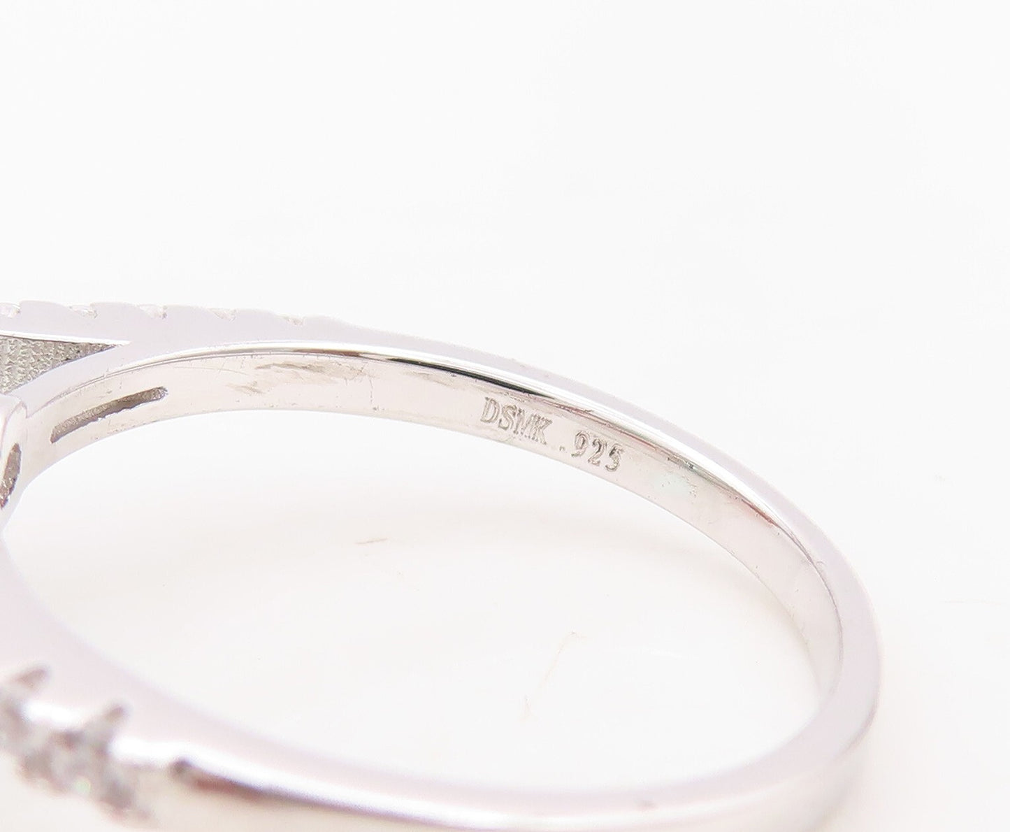 925 Sterling Silver Vintage Ring 2 Tone Round CZ Wedding Ring  Sz 6  RG30152