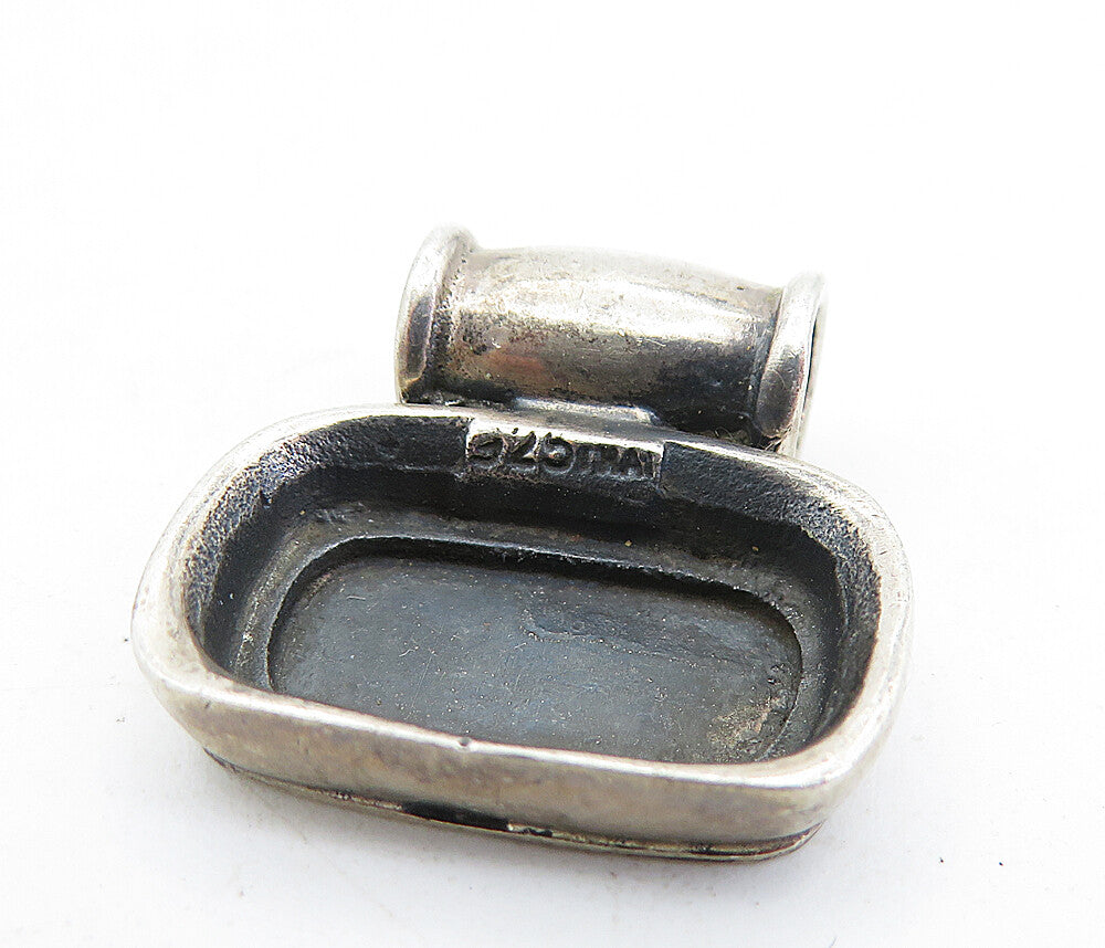 925 Sterling Silver  Vintage Dark Tone Square Slide Pendant  PT3911