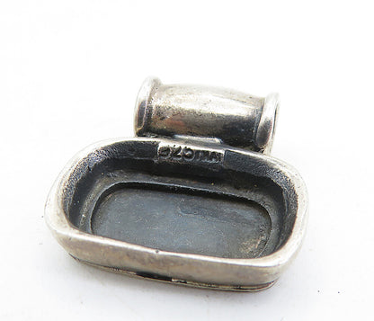 925 Sterling Silver  Vintage Dark Tone Square Slide Pendant  PT3911