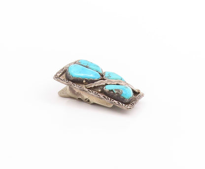 925 Sterling Silver Vintage Bolo Tie A. PENKETEWA ZUNI Turquoise Leaf  TR4007