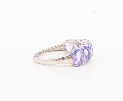 925 Sterling Silver Vintage Ring Oval Cut Tanzanite Band  Sz 7  RG29749