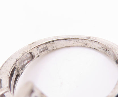 925 Sterling Silver Vintage Ring Drop Cut Blue & White CZ  Sz 6  RG32926