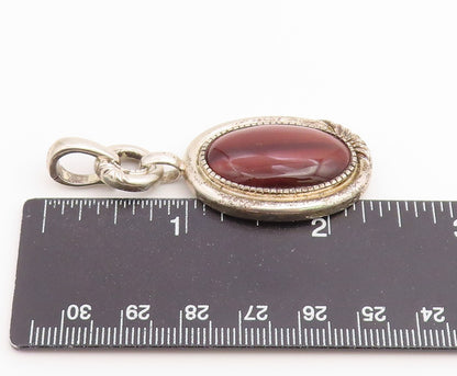 925 Sterling Silver Vintage Pendant WHITNEY KELLY Oval Carnelian Charm  PT26537