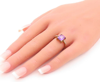 925 Sterling Silver Vintage Ring Gold Plated Amethyst & Topaz  Sz 7  RG30021