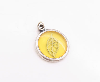 925 Sterling Silver Vintage Pendant Modernist Caged Leaf Design  PT24579