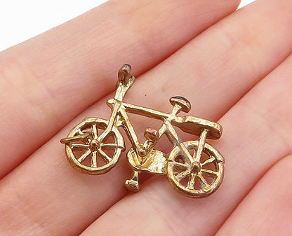 925 Sterling Silver  Vintage Gold Plated Enamel Bicycle Motif Pendant  PT3128