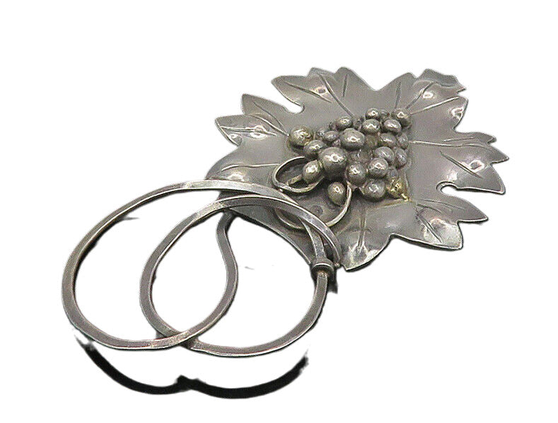 DESIGNER 925 Sterling Silver  Vintage Dark Tone Floral Leaf Brooch Pin  BP7231