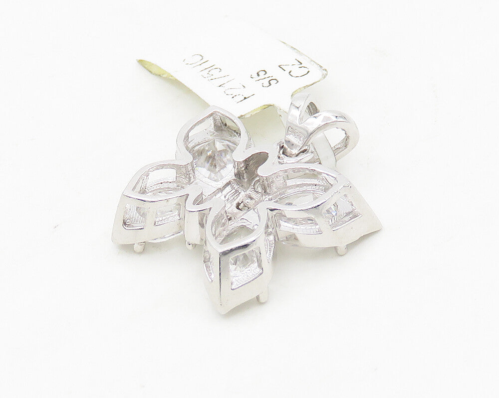 925 Sterling Silver  Sparkling Cubic Zirconia Butterfly Motif Pendant  PT13884