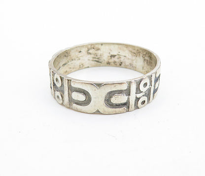 MEXICO 925 Silver  Vintage Chiseled Pattern Large Band Ring Sz 11  RG6945