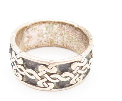 PETER STONE 925 Silver  Vintage Celtic Knot Eternity Band Ring Sz 6  RG26162