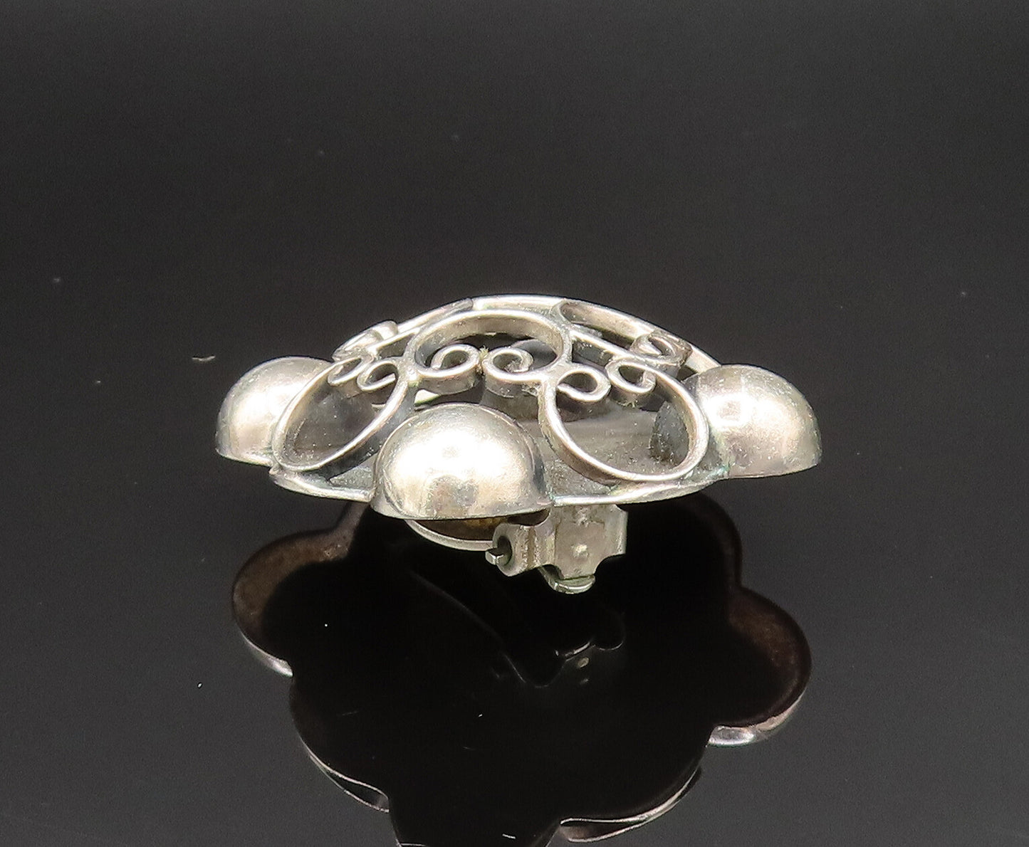 MEXICO 925 Silver  Vintage Beaded Pretzel Twist Non Pierced Earrings  EG11829