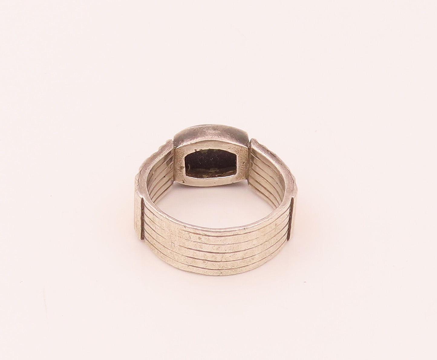 18K GOLD & 925 Silver  Vintage Goldstone Two Tone Band Ring Sz 7.5  RG26569
