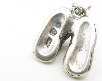 925 Sterling Silver  Vintage Petite Pair Of Laced Shoes Motif Pendant  PT8907