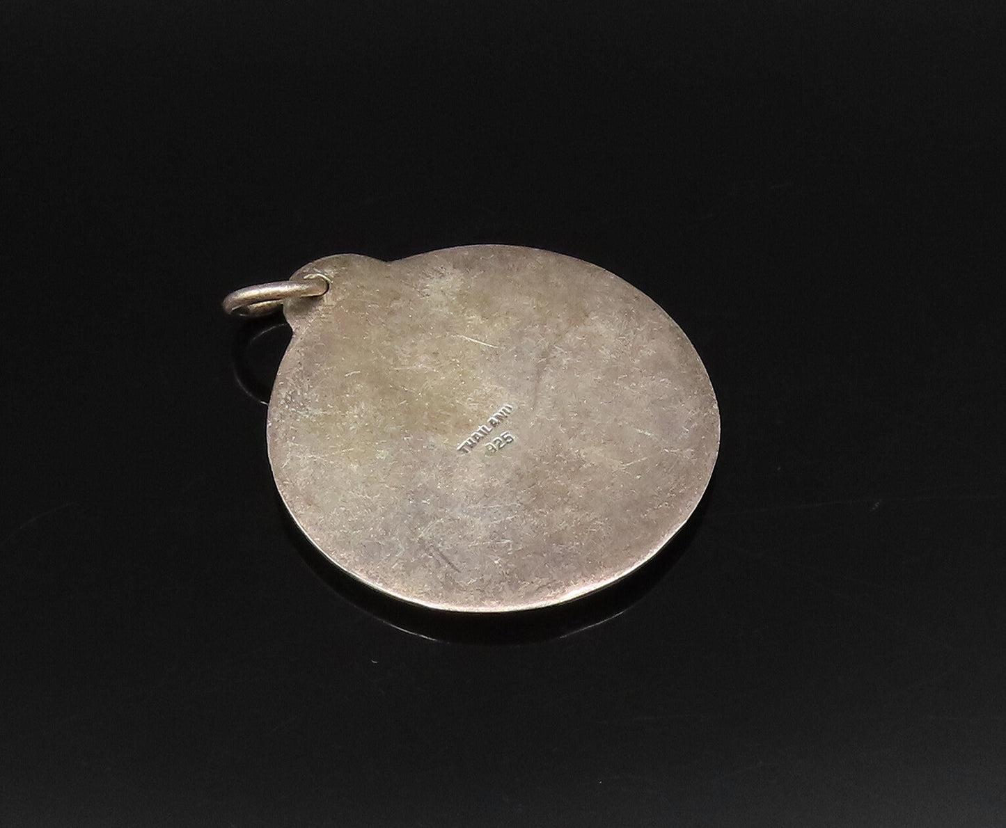 925 Sterling Silver  Vintage Carved Cartoon Figure Medal Pendant  PT21652