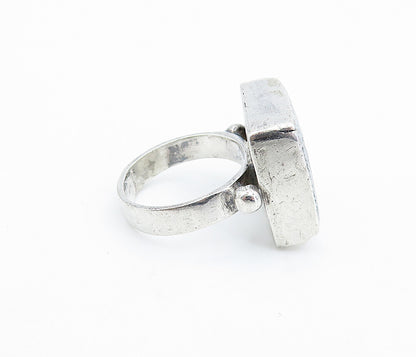 925 Sterling Silver  Vintage Grey Jasper Square Cocktail Ring Sz 5.5  RG6528