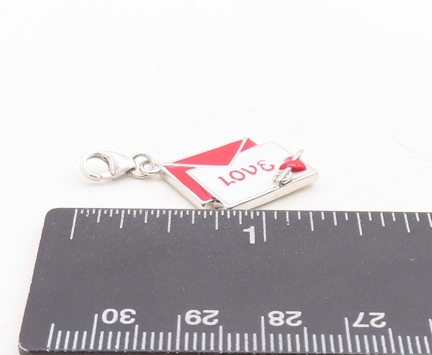 925 Sterling Silver Vintage Pendant 2 Tone Enameled Love Letter  PT23728