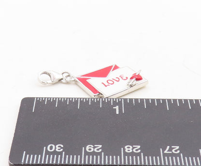 925 Sterling Silver Vintage Pendant 2 Tone Enameled Love Letter  PT23728