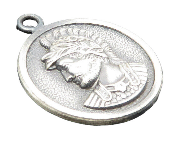 925 Sterling Silver  Vintage Oxidized Gladiator Face Profile Pendant  PT7660