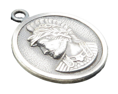 925 Sterling Silver  Vintage Oxidized Gladiator Face Profile Pendant  PT7660