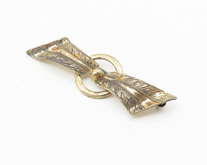 FORSTNER 925 Sterling Silver  Vintage Floral Etched Ribbon Brooch Pin  BP4297