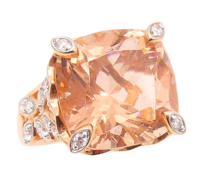 925 Sterling Silver Vintage Ring Gold Plated CZ Elegant Leaf Band  Sz 7  RG34724