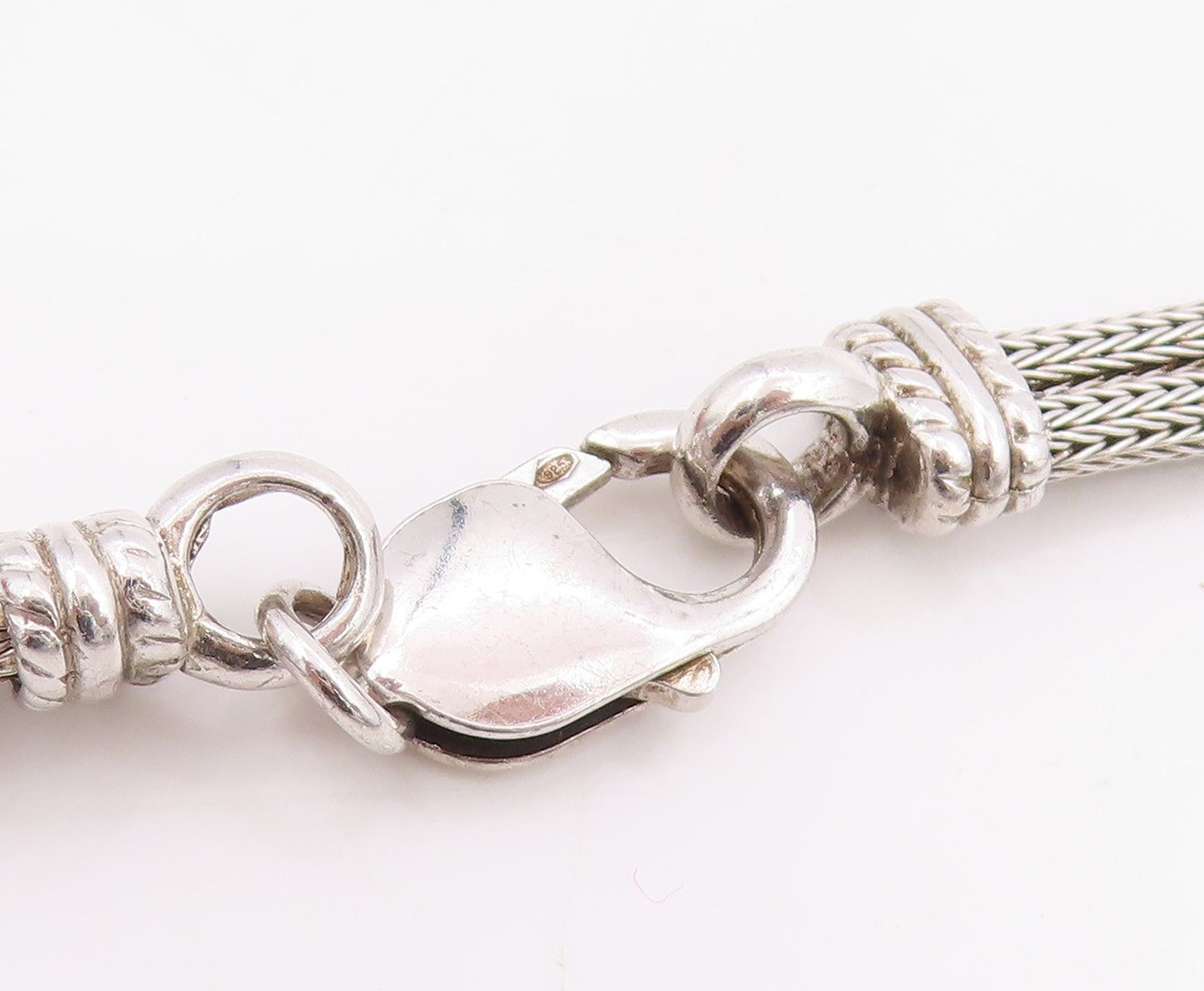 925 Sterling Silver Vintage Necklace Woven Infinity Knot Mesh Choker  NE4792