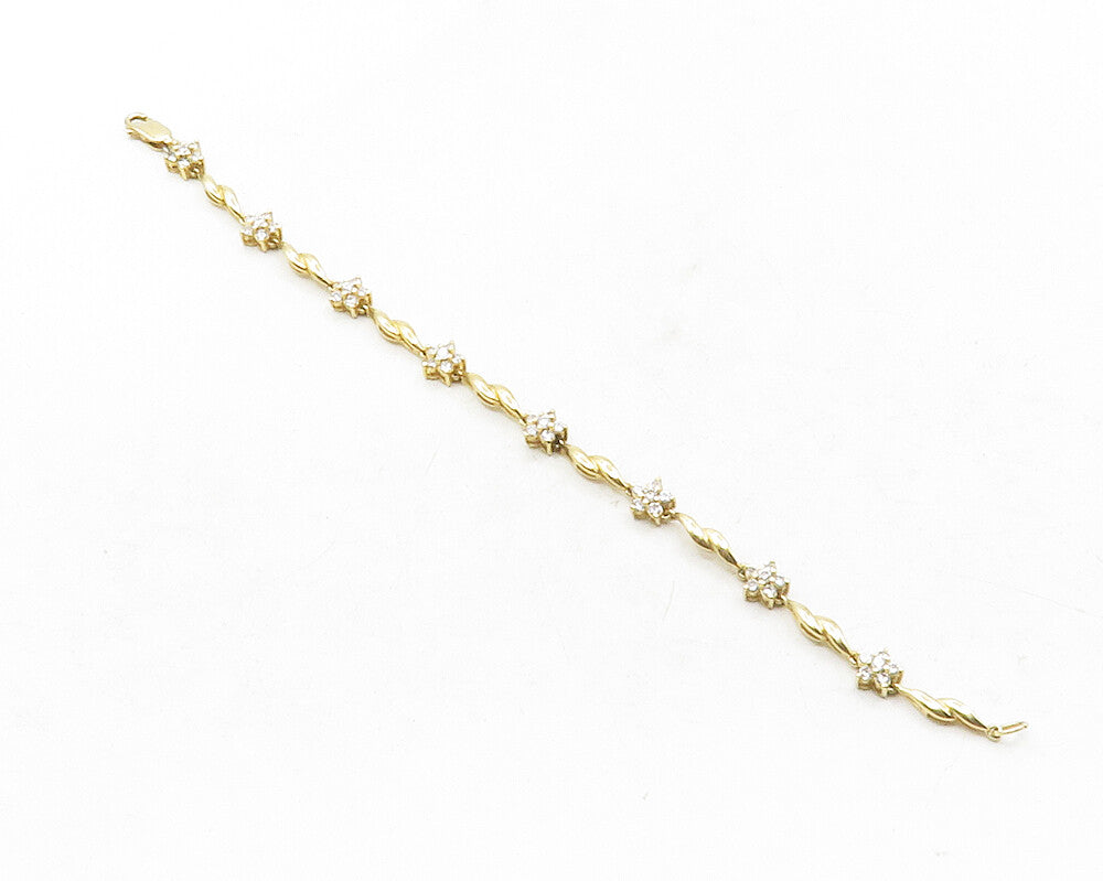 ROSS SIMON 925 Silver  Cubic Zirconia Floral Gold Plated Chain Bracelet BT4860