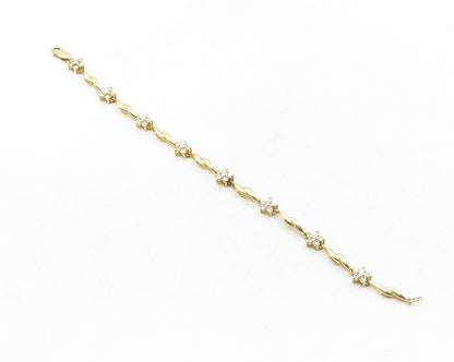 ROSS SIMON 925 Silver  Cubic Zirconia Floral Gold Plated Chain Bracelet BT4860