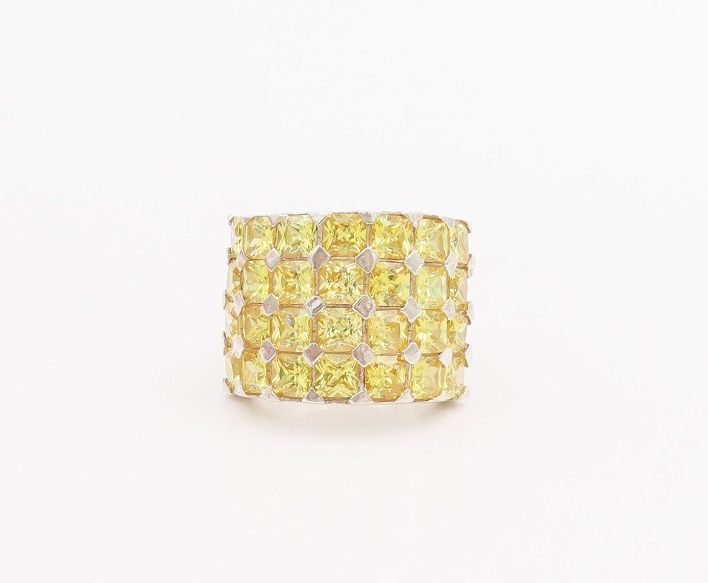 925 Sterling Silver Vintage Ring Broad Band Round Cut Citrine  Sz 8  RG28325