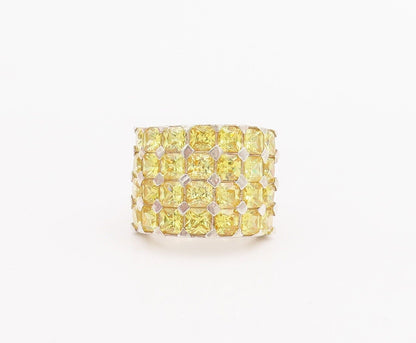 925 Sterling Silver Vintage Ring Broad Band Round Cut Citrine  Sz 8  RG28325
