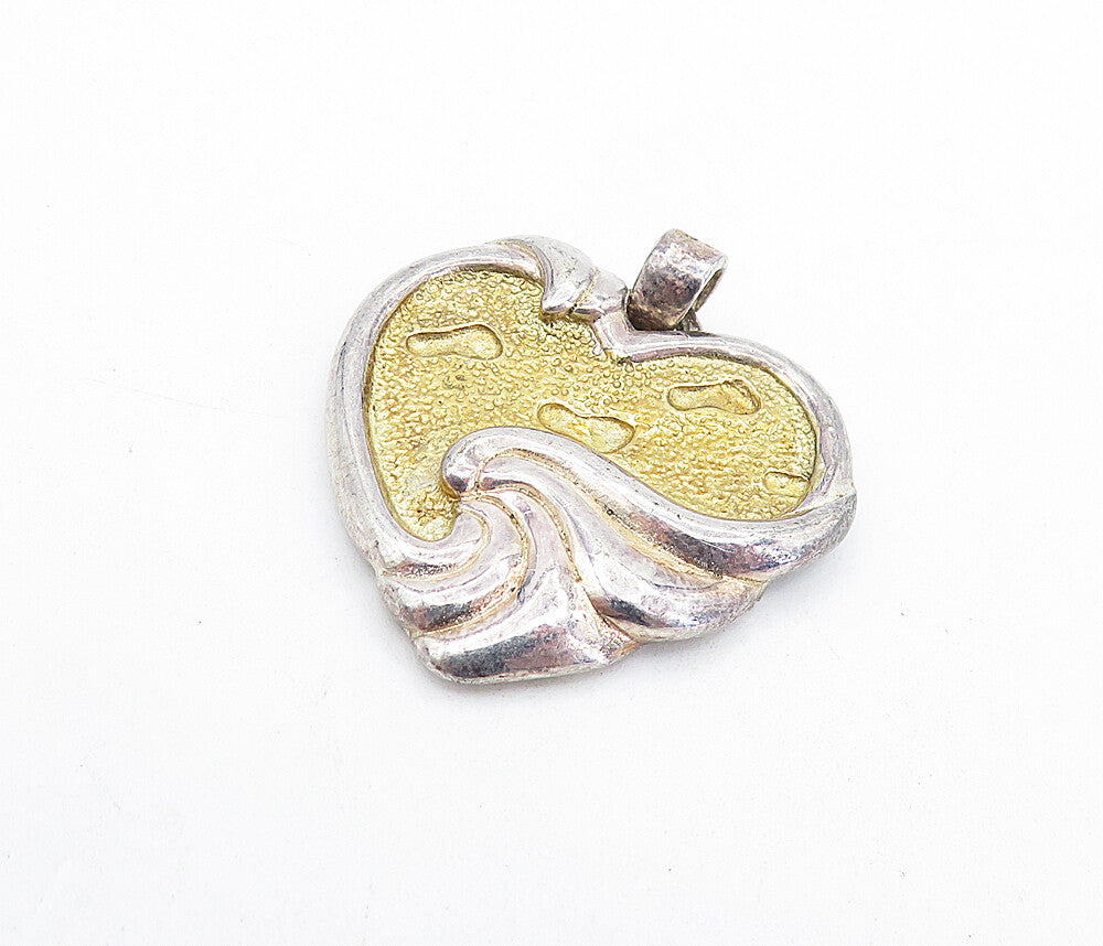 GORHAM 925 Sterling Silver  Vintage Love Heart Etched Quote Pendant  PT5381
