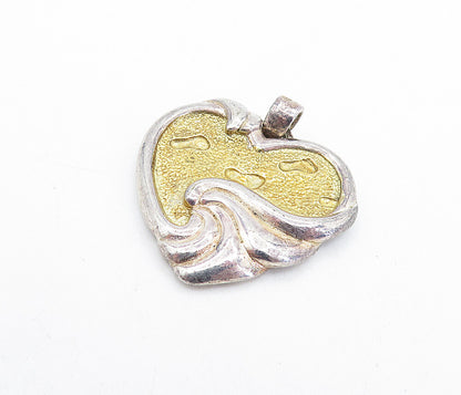 GORHAM 925 Sterling Silver  Vintage Love Heart Etched Quote Pendant  PT5381