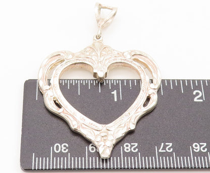925 Sterling Silver Vintage Pendant TOWLE Swirly Frame Shape Heart  PT22477