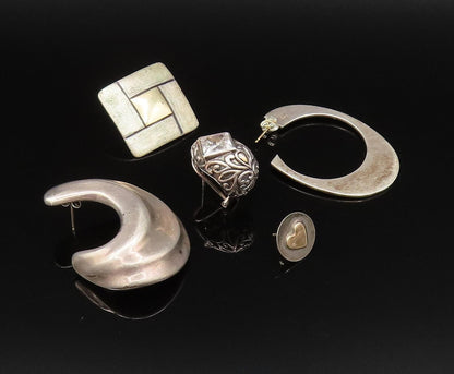 14K GOLD & 925 Silver  Vintage Two Tone Multi Singles Lot Earrings  EG11988