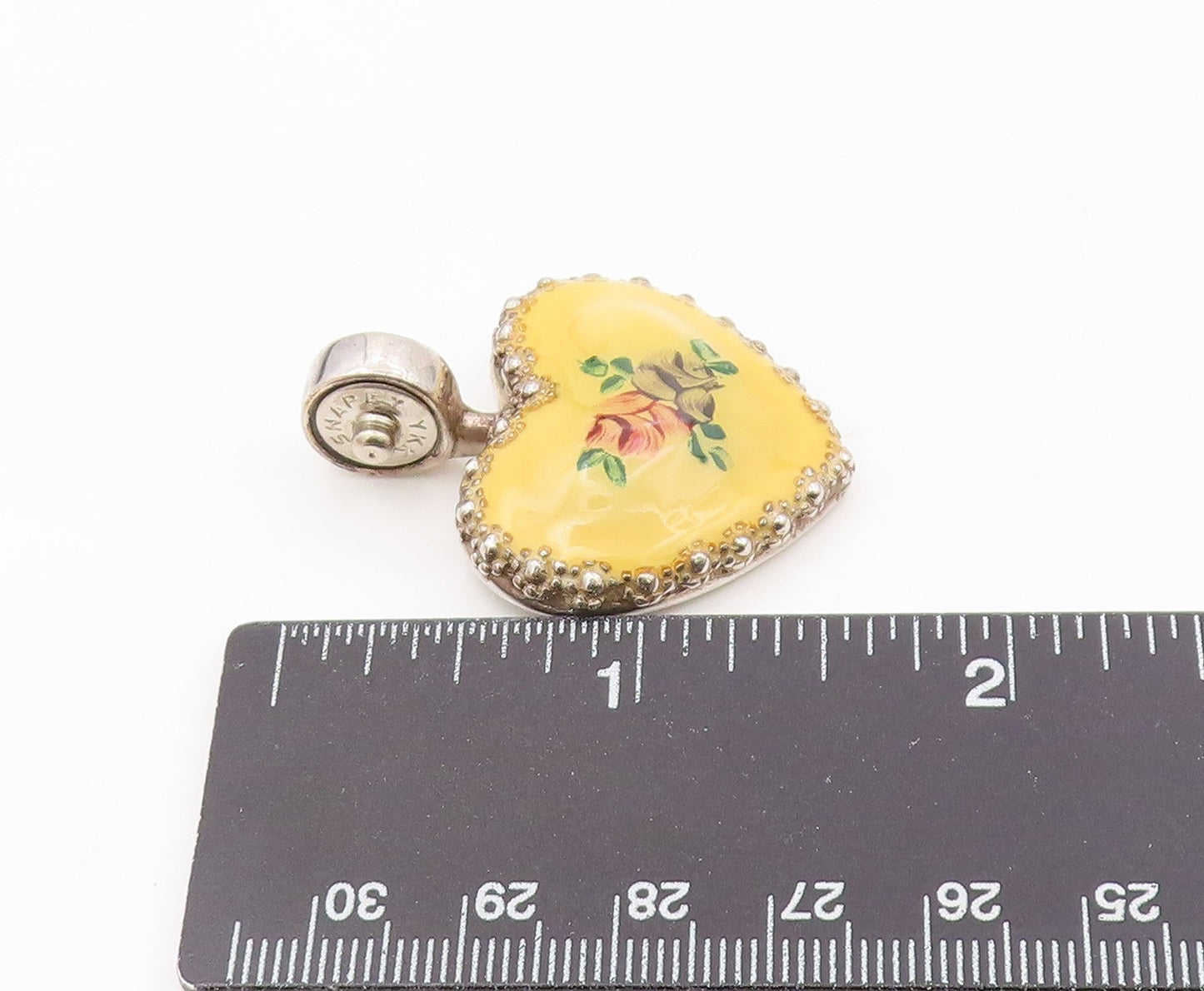 ESPO SIG 925 Silver  Vintage Enamel Floral Art Love Heart Pendant  PT17496
