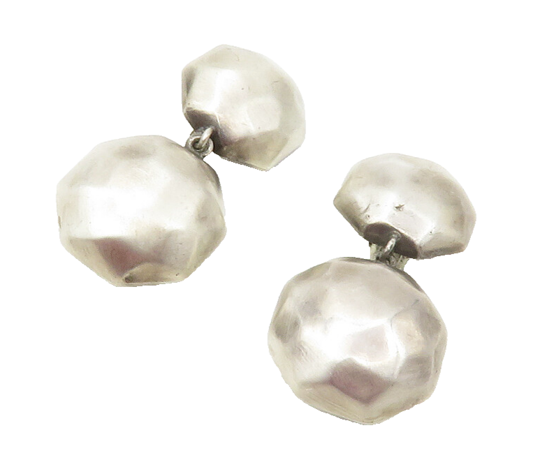 BARRA 925 Sterling Silver Vintage Hammered Non Pierce Dangle Earrings  EG6478
