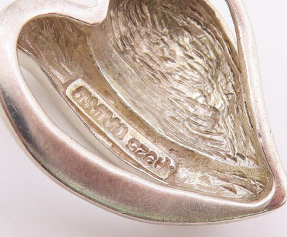 925 Sterling Silver Vintage Pendant Modernist Puffed Love Heart Charm  PT26439