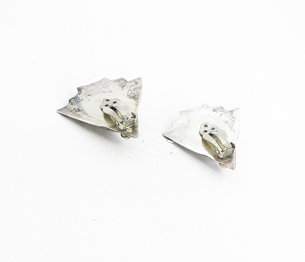 925 Silver  Vintage Amethyst Peridot & Citrine Non Pierce Earrings  EG4456
