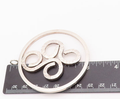 925 Sterling Silver Vintage Pendant Heavy Large Cutout Carved Swirls  PT22935