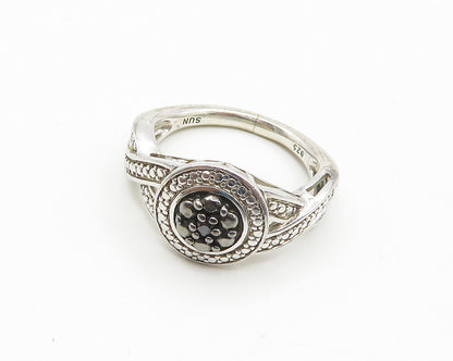 925 Sterling Silver Vintage Genuine Diamonds Twist Band Ring Sz 6.5  RG18387