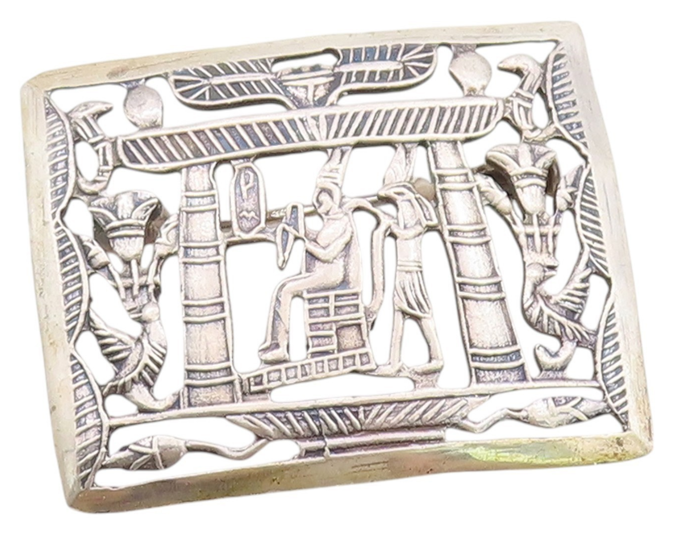 925 Sterling Silver Vintage Brooch Middle East Egyptian Scene Cutout  BP11692