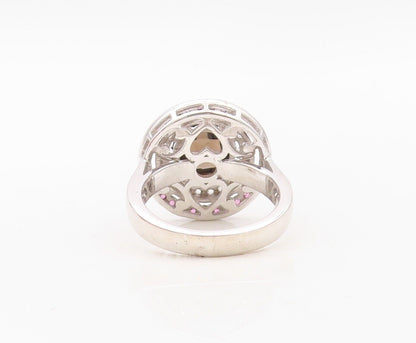 925 Sterling Silver Vintage Ring Smoky Quartz Halo Topaz Rings  Sz 7  RG30129