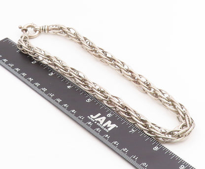 925 Sterling Silver Vintage Necklace SUARTI BALI Intertwined Foxtail Link NE4877