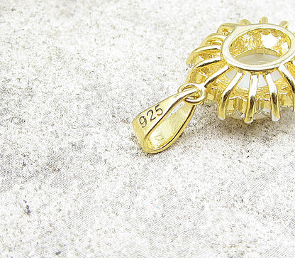 Gold Over 925 Sterling Silver Opal & White Topaz Drop Pendant PT1129