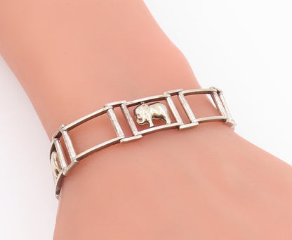 925 Sterling Silver Vintage Bracelet Good Luck Elephant Figural Link  BT11630