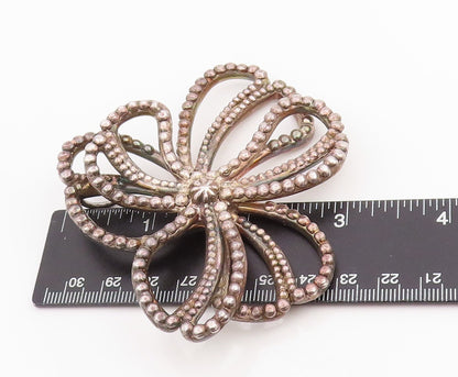 925 Sterling Silver Vintage Pendant ISRAEL Large Beaded Floral Sunburst  PT25158