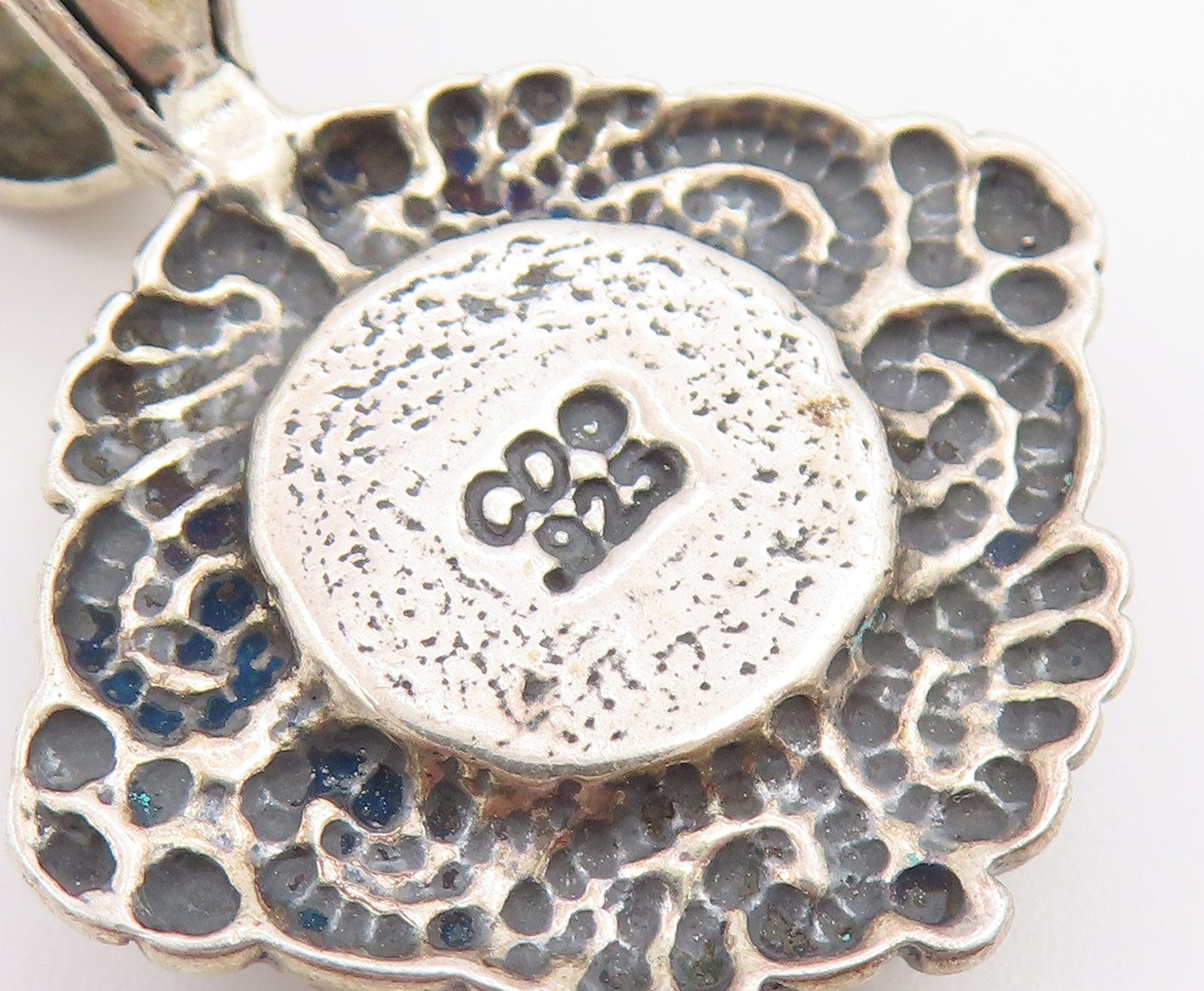 925 Sterling Silver Vintage Pendant CAROLYN POLLACK Rhodonite Charm  PT26555